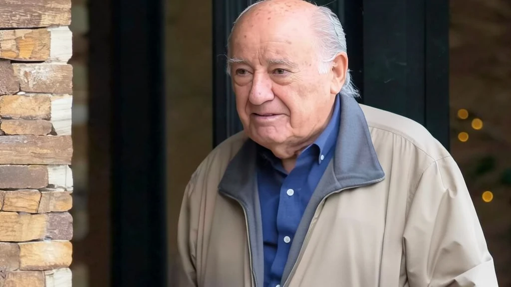 Fotografía de Amancio Ortega, fundador de Inditex, con chaqueta beige y camisa azul.